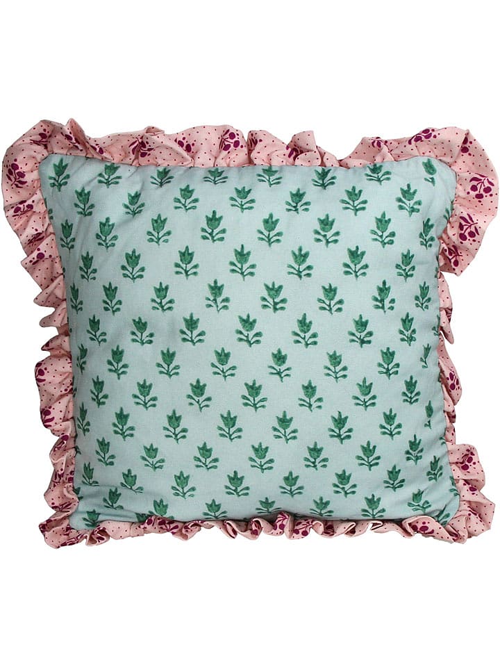 Kersten Poduszka "Ruffles" w kolorze zielono-jasnoróżowym - 45 x 45 cm rozmiar: onesize