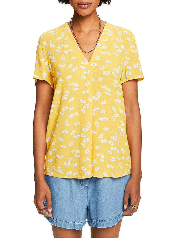 ESPRIT Bluzka w kolorze żółto-białym rozmiar: M