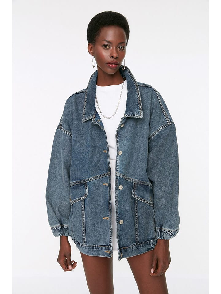 trendyol Kurtka dżinsowa w kolorze niebieskim rozmiar: M/L