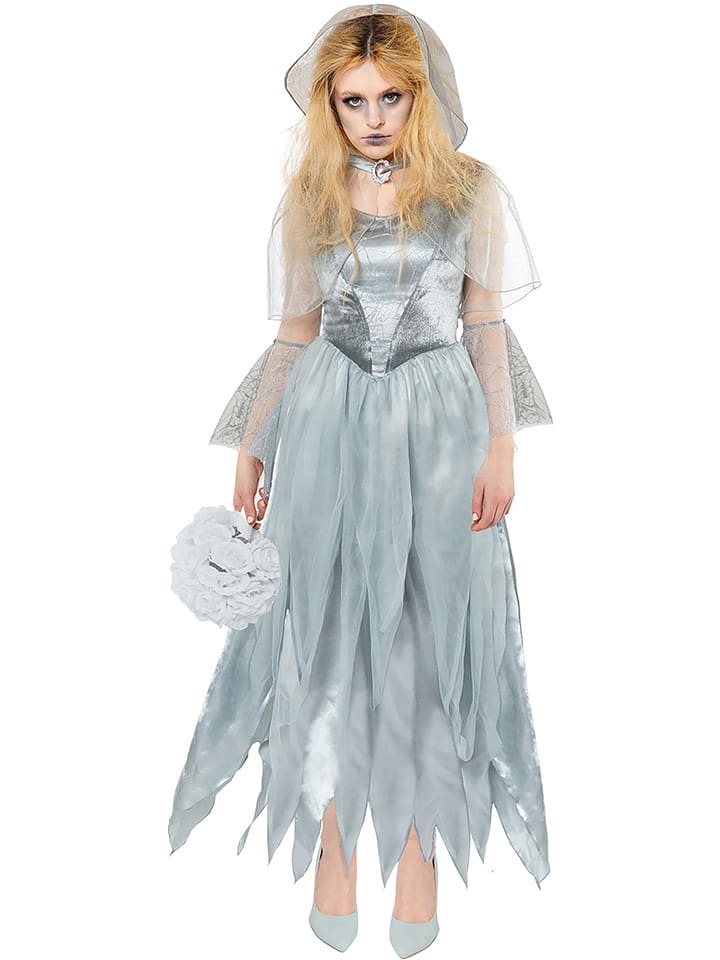 Carnival Party 2-częściowy kostium "Zombie Ghost Bride" w kolorze srebrnym rozmiar: S