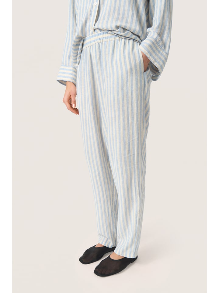 SAINT TROPEZ Spodnie "Belira" w kolorze błękitno-kremowym rozmiar: M