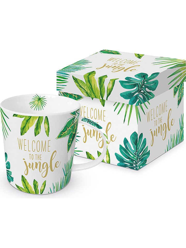 ppd Kubek jumbo "Jungle" w kolorze biało-zielonym - 350 ml rozmiar: onesize