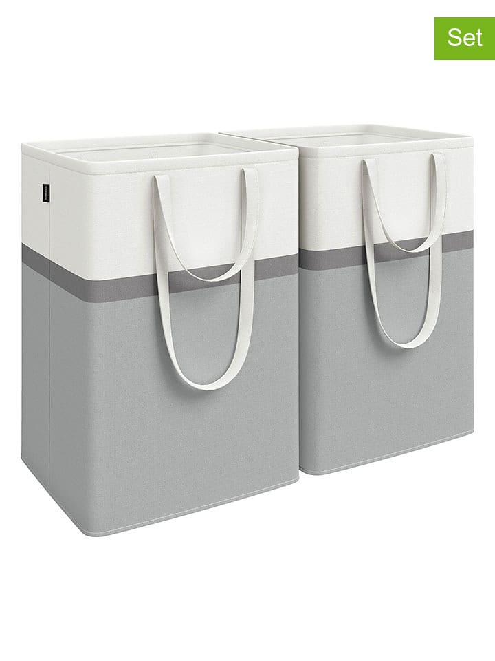 SONGMICS Kosze (2 szt.) w kolorze szaro-białym na pranie - 45 x 65 x 40 cm rozmiar: onesize