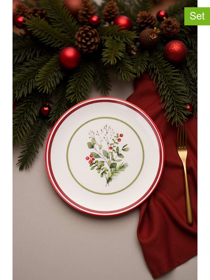 Hermia Talerzyki deserowe (6 szt.) w kolorze kremowo-czerwonym - Ø 19,3 cm rozmiar: onesize