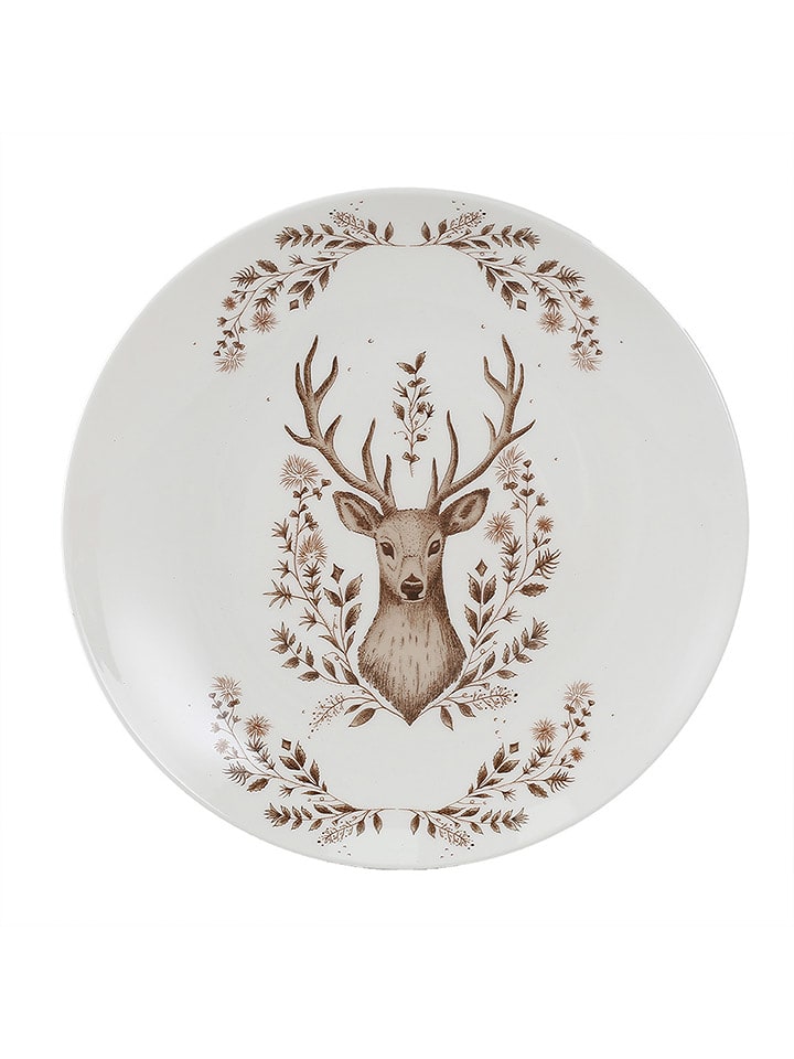 Clayre & Eef Talerzyk deserowy w kolorze biało-brązowym - Ø 29 cm rozmiar: onesize