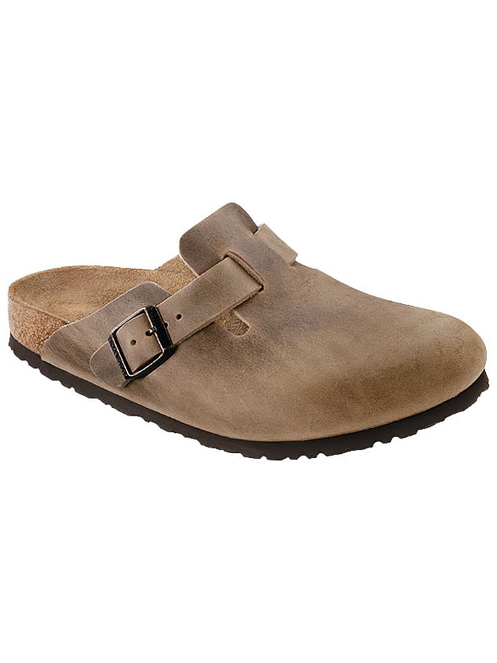 Birkenstock Skórzane chodaki "Boston" w kolorze jasnobrązowym rozmiar: 39