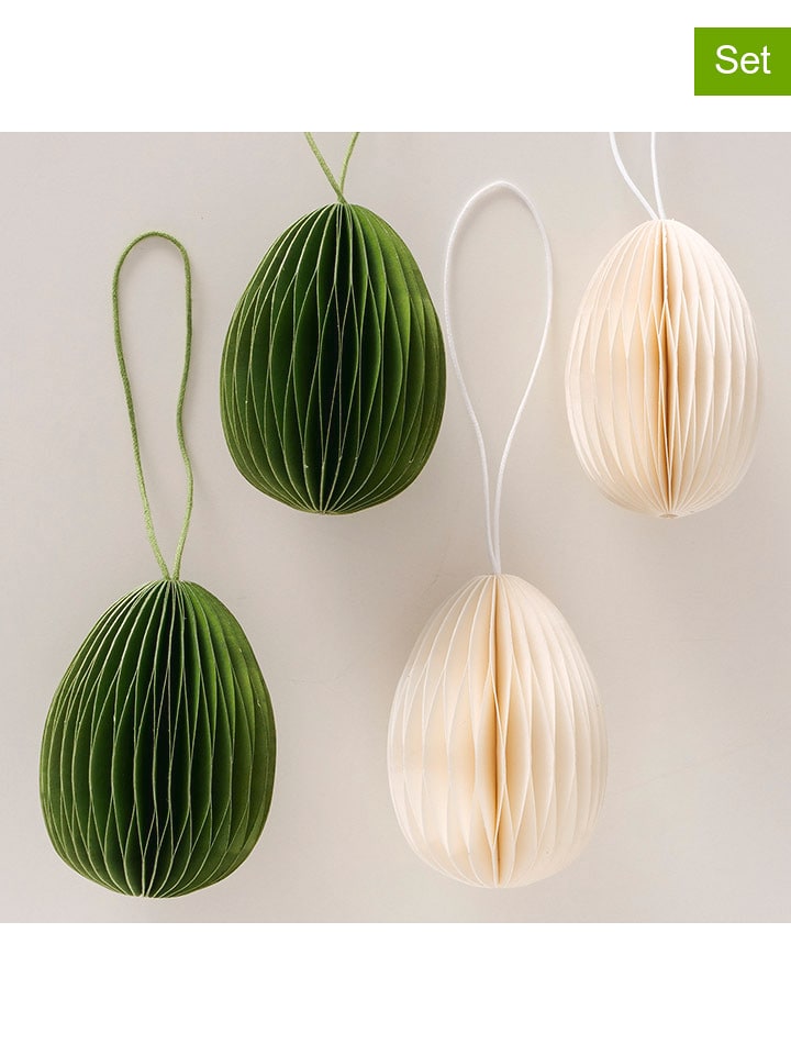 Boltze Zawieszki dekoracyjne (4 szt.) "Eggo" w kolorze kremowo-zielonym - wys. 8 cm rozmiar: onesize