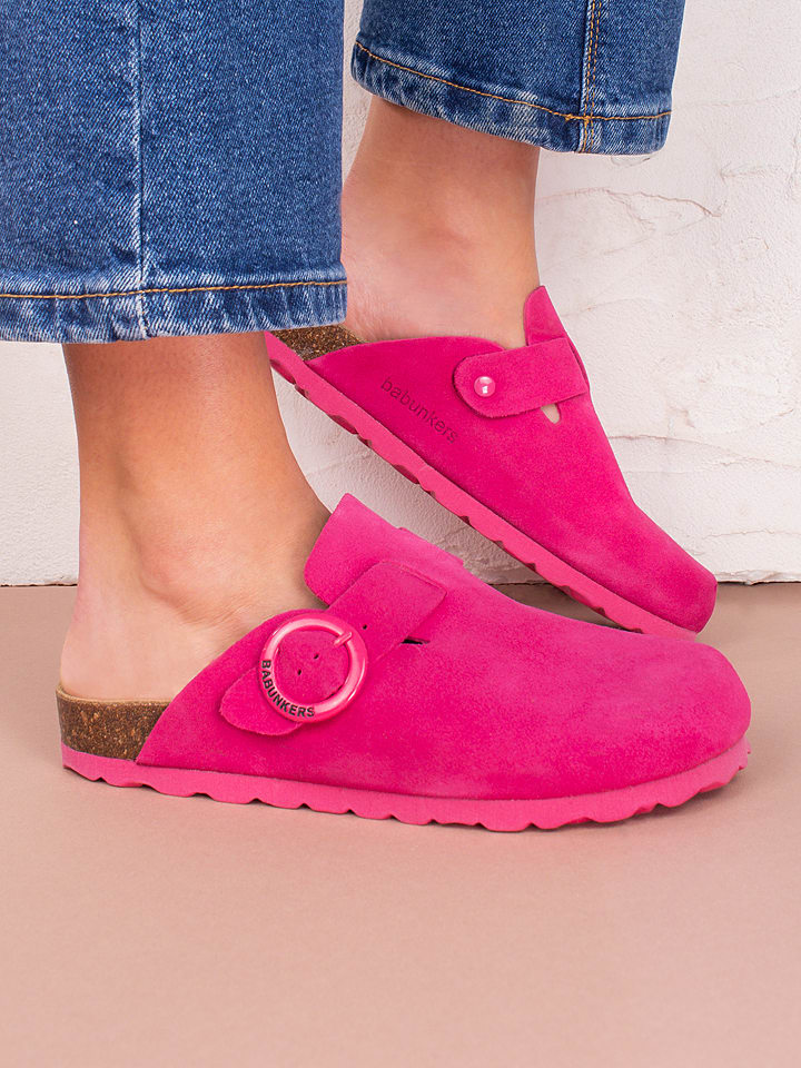 BABUNKERS Family Skórzane chodaki w kolorze różowym rozmiar: 41