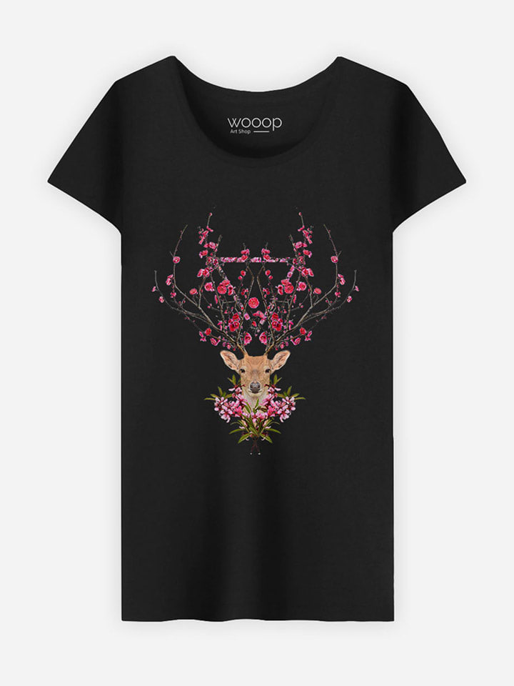 WOOOP Koszulka "Spring Deer" w kolorze czarnym rozmiar: S