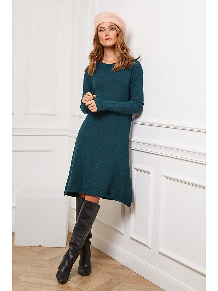 So Cachemire Sukienka dzianinowa "Groland" w kolorze ciemnozielonym rozmiar: S