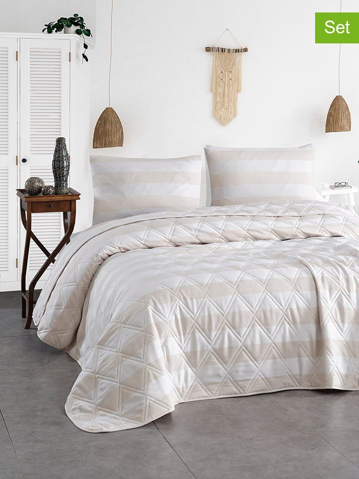 Colourful Cotton 3-częściowy zestaw w kolorze biało-beżowym rozmiar: 240x220 cm