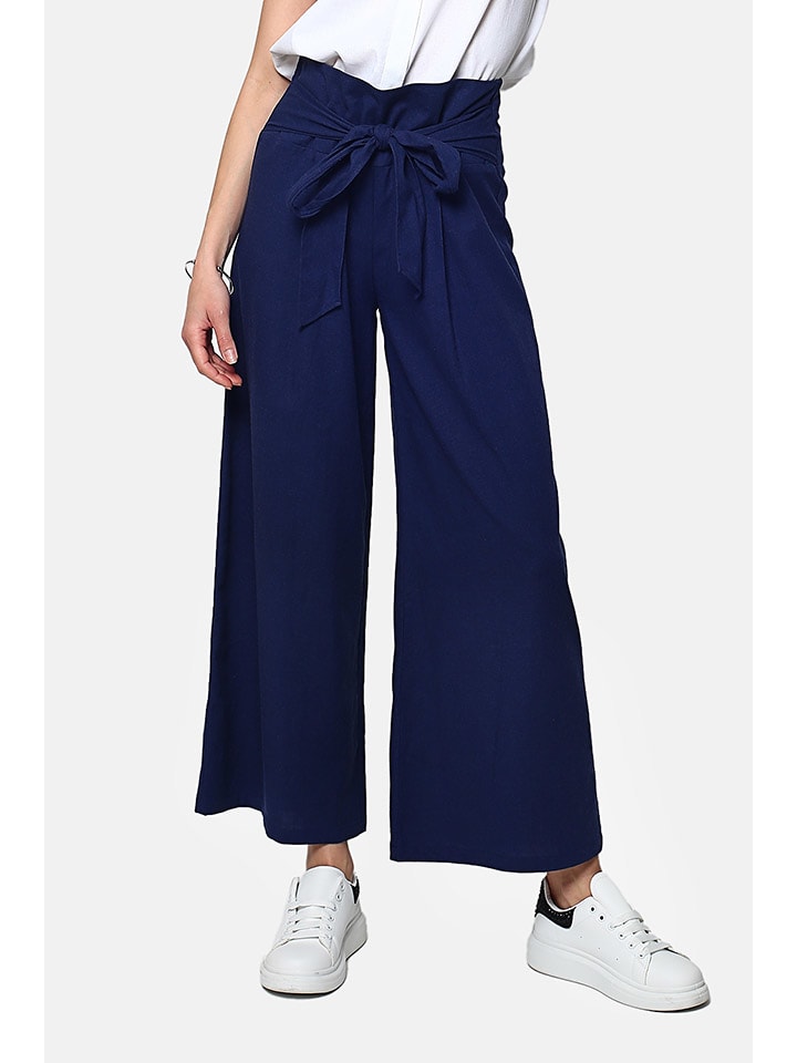 Le Jardin du Lin Lniane spodnie w kolorze granatowym rozmiar: 40