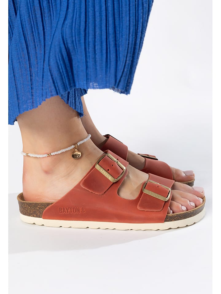 BAYTON Skórzane klapki "Atlas" w kolorze czerwonym rozmiar: 38