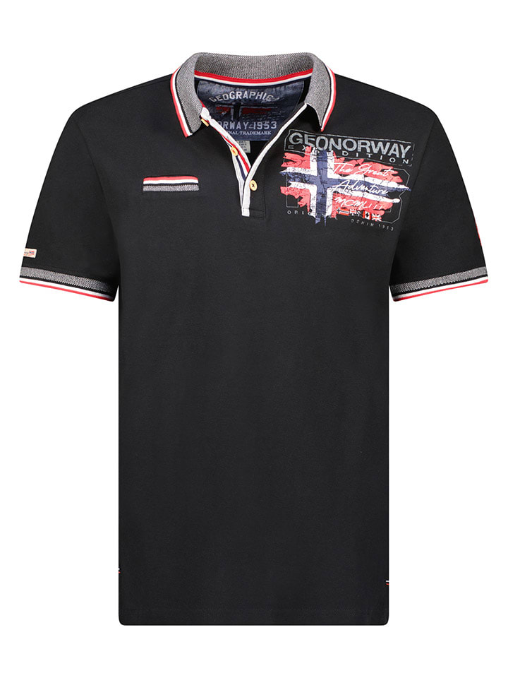 Geographical Norway Koszulka polo "Krusty" w kolorze czarnym rozmiar: S