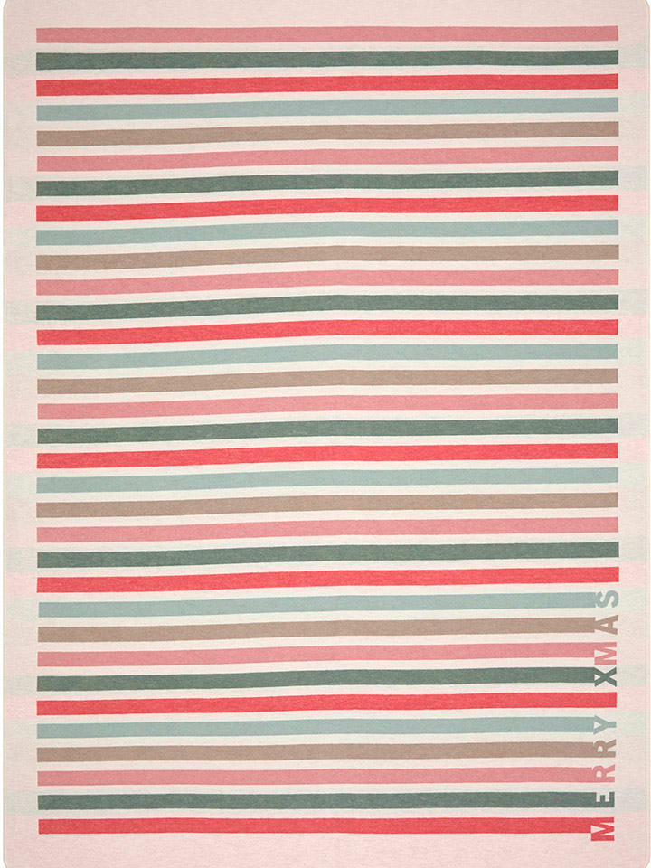 David Fussenegger Koc flanelowy "Silvretta - Xmas" w kolorze czerwono-biało-turkusowym rozmiar: 200x140 cm