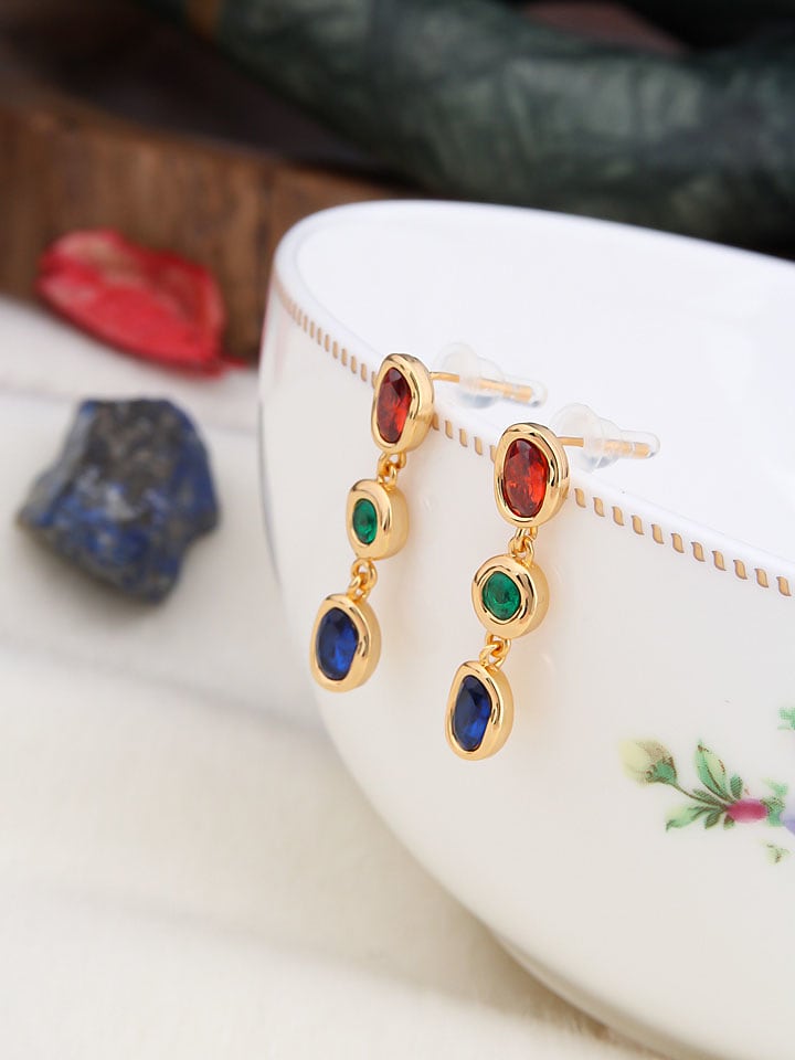 Pierres de Jade Pozłacane kolczyki-wkrętki z cyrkoniami rozmiar: onesize