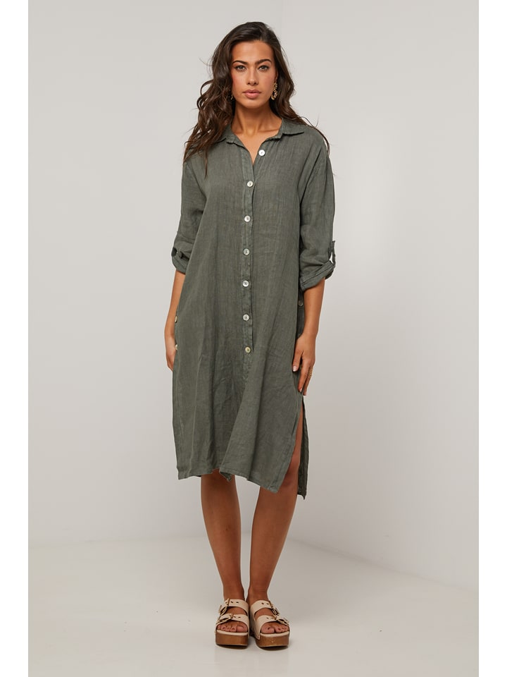 Le Monde du Lin Lniana sukienka w kolorze szarym rozmiar: 38/40