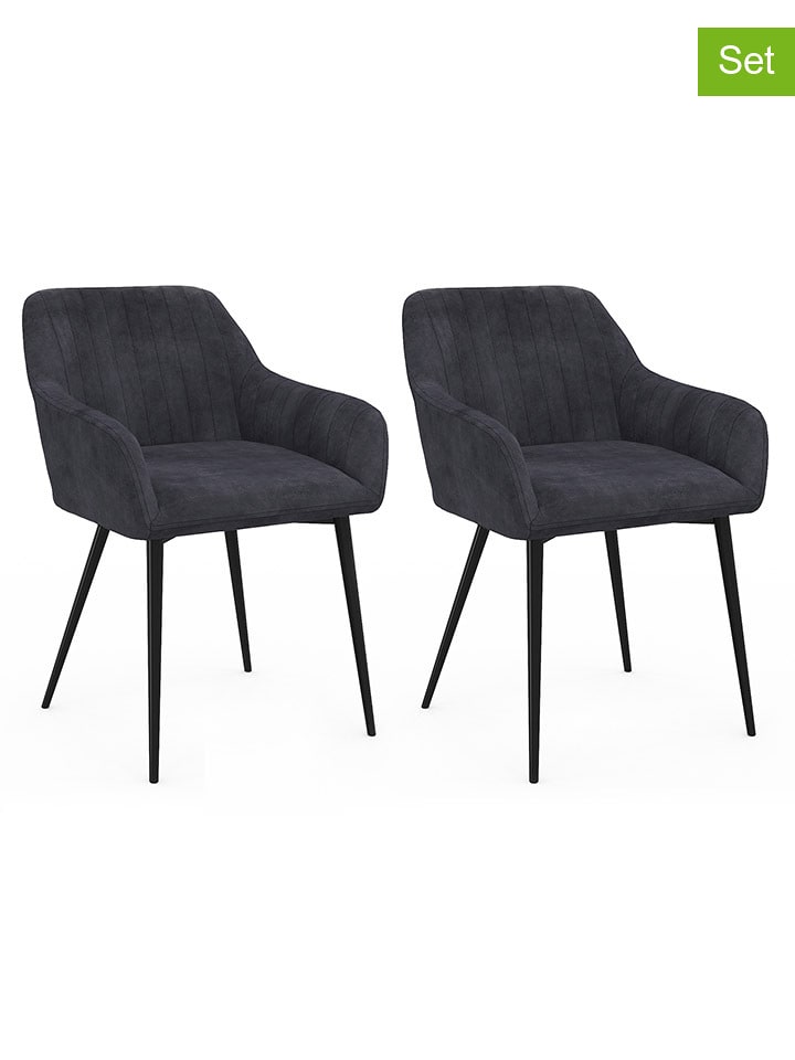 IDOMYA Factory Krzesła (2 szt.) "Ariana" w kolorze antracytowym - 51 x 76 x 56 cm rozmiar: onesize