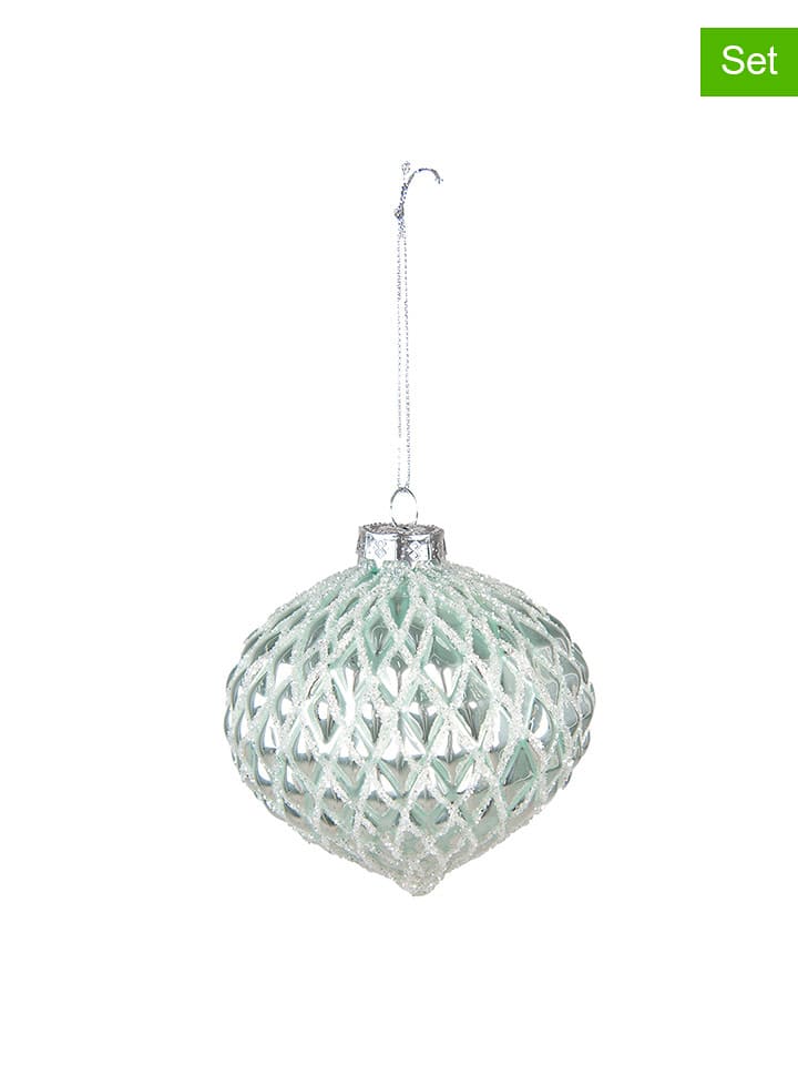 Clayre & Eef Bombki (2 szt.) w kolorze turkusowym - Ø 10 cm rozmiar: onesize