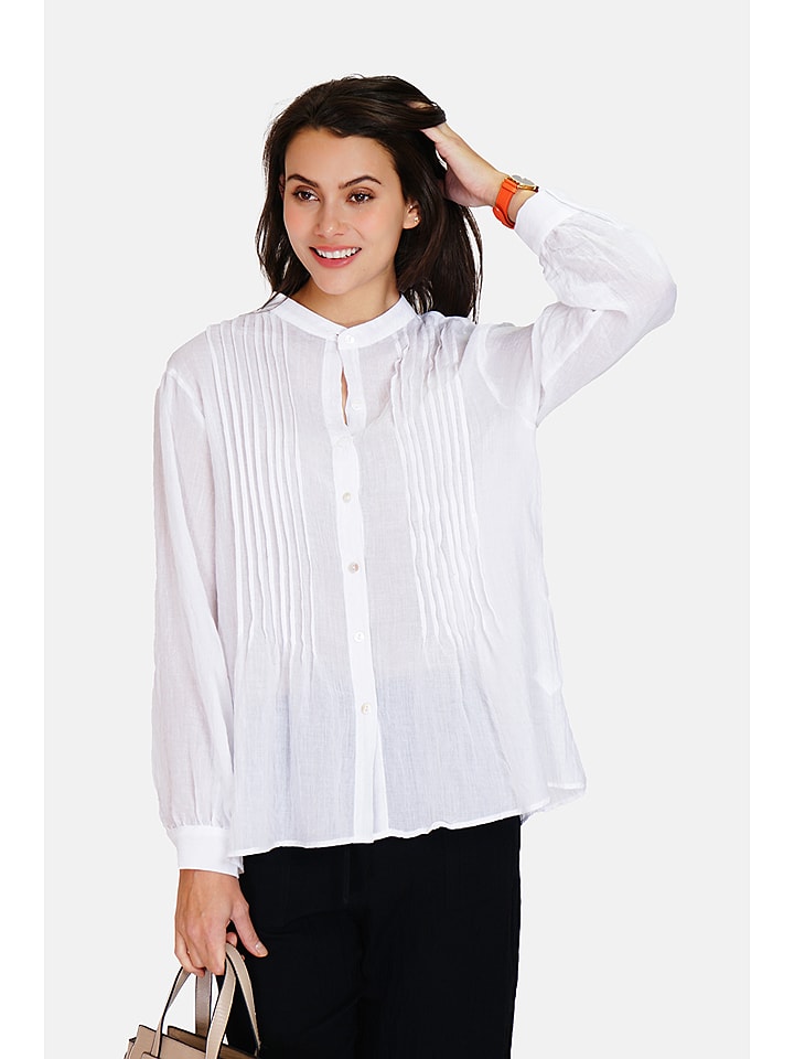 Le Jardin du Lin Lniana bluzka w kolorze białym rozmiar: 40