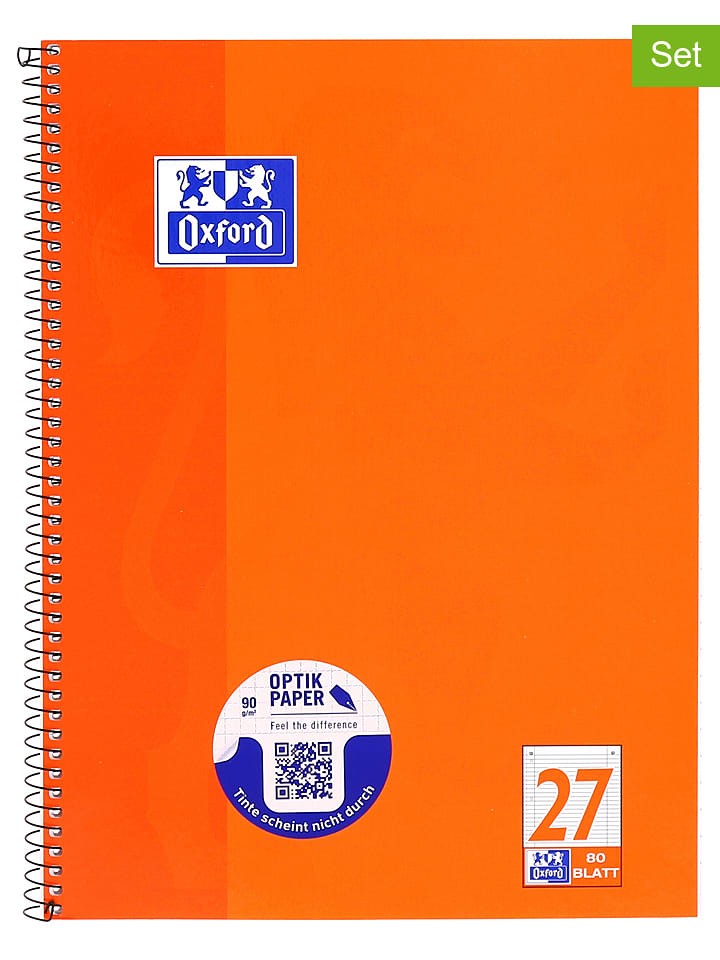 Oxford Kołozeszyty (5 szt.) w kolorze pomarańczowym - A4 rozmiar: onesize