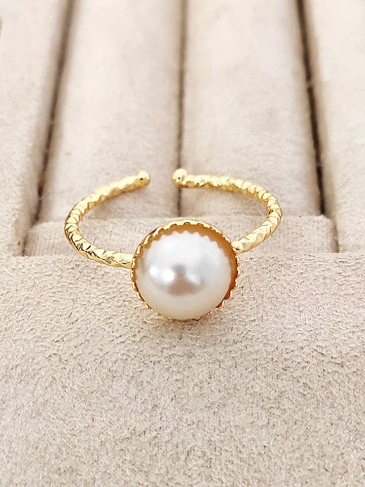 Nakkash Pozłacany pierścionek z syntetycznymi perłami ozdobnymi rozmiar: onesize