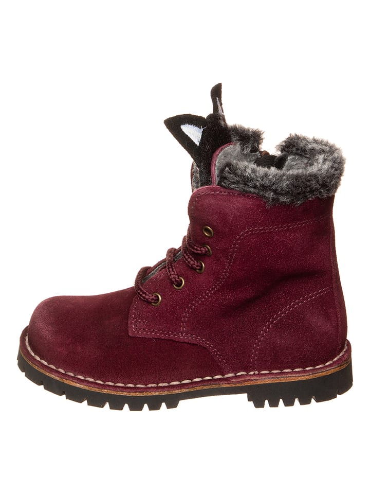 kmins Skórzane botki zimowe w kolorze ciemnoczerwonym rozmiar: 25