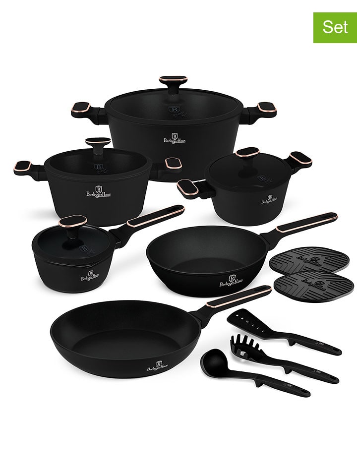 Berlinger Haus 15-częściowy zestaw "Black Rose Collection" w kolorze różowozłoto-czarnym rozmiar: onesize