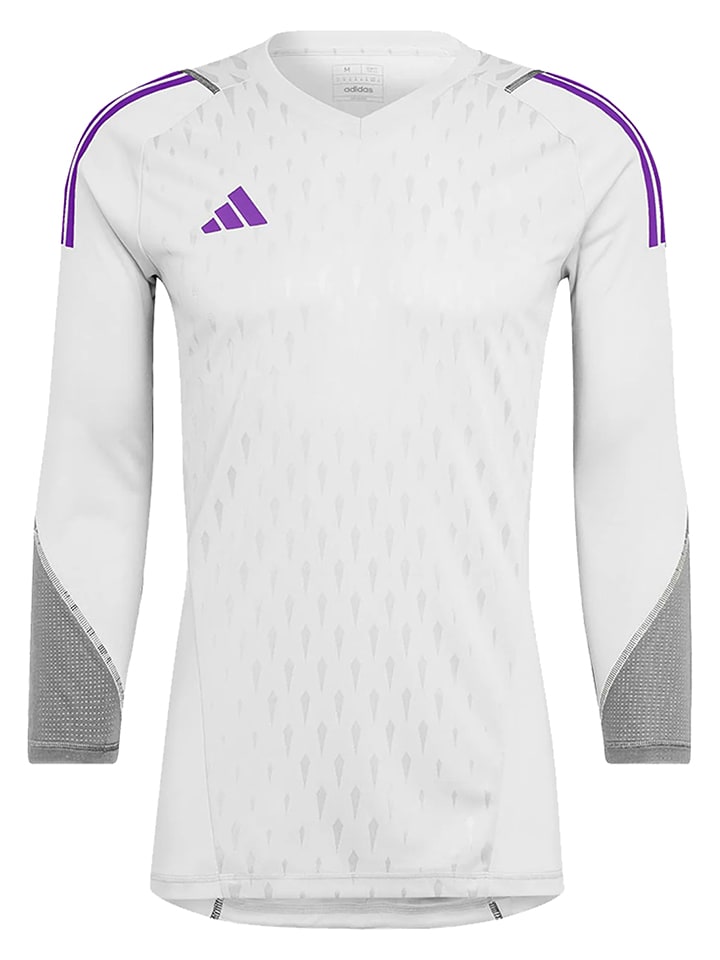 adidas Koszulka sportowa "T23 P GK JSY LY" w kolorze biało-szaro-fioletowym rozmiar: 152