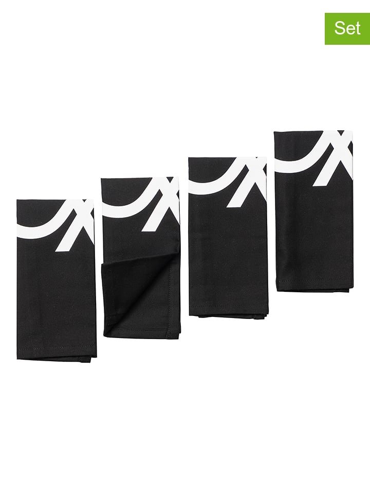 Benetton Podkładki stołowe (4 szt.) w kolorze czarno-białym - 45 x 30 cm rozmiar: onesize