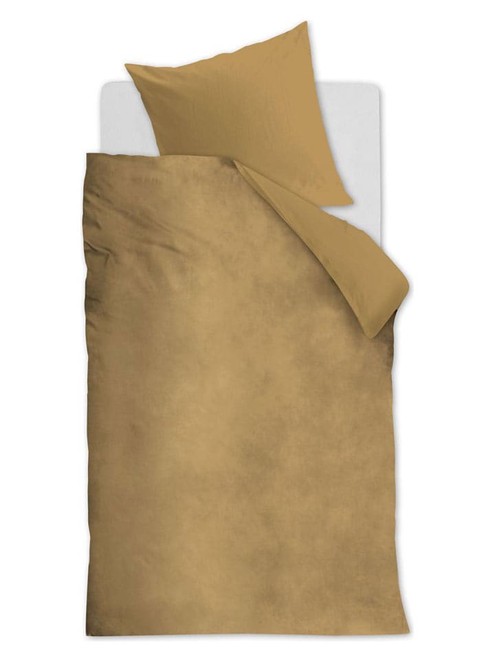 At Home Komplet pościeli aksamitnej "Tender" w kolorze złotym rozmiar: 155x220 cm