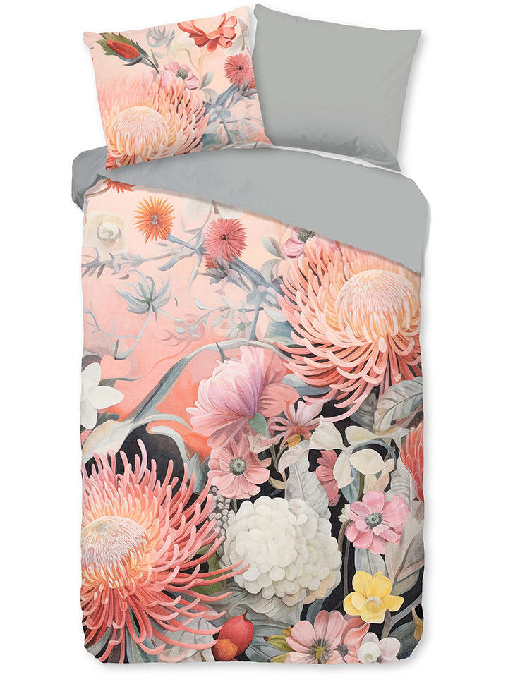 Good Morning Komplet pościeli "Delphine" w kolorze szaro-jasnoróżowym rozmiar: 135x200 cm
