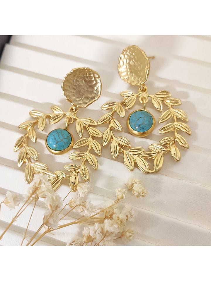 Nakkash Pozłacane kolczyki-wkrętki z agatami rozmiar: onesize