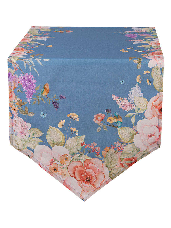 Clayre & Eef Bieżnik w kolorze niebiesko-jasnoróżowym - 160 x 50 cm rozmiar: onesize