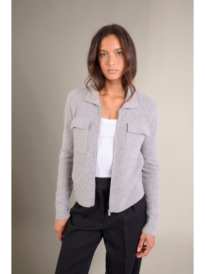Perfect Cashmere Kaszmirowy kardigan "Sara" w kolorze szarym rozmiar: XL