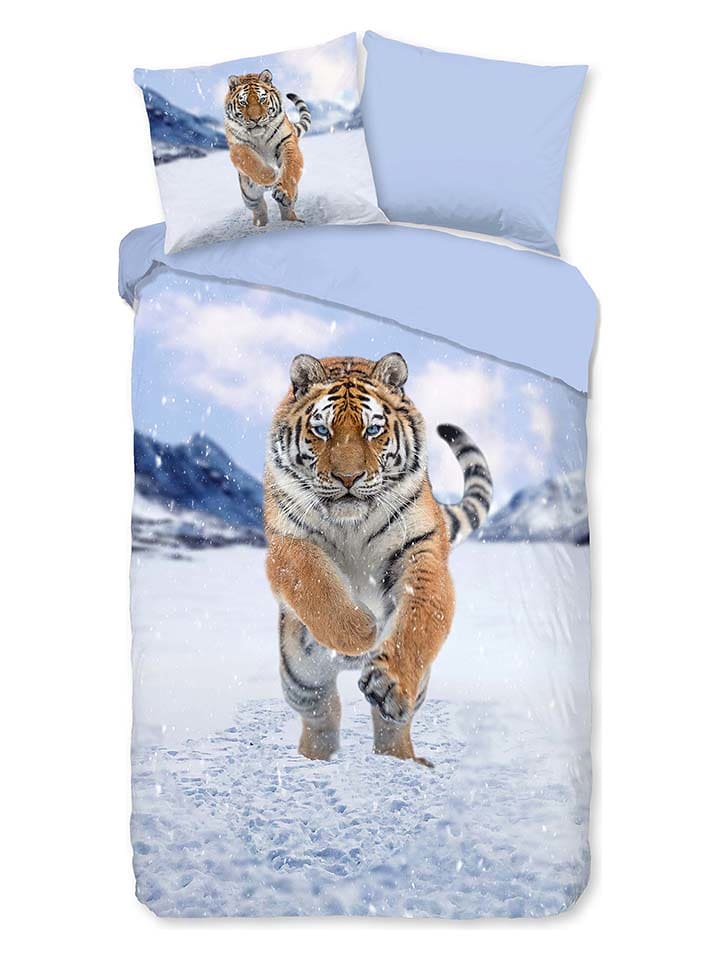 Good Morning Komplet pościeli flanelowej "Zelda" w kolorze jasnobrązowo-błękitnym rozmiar: 240x220 cm