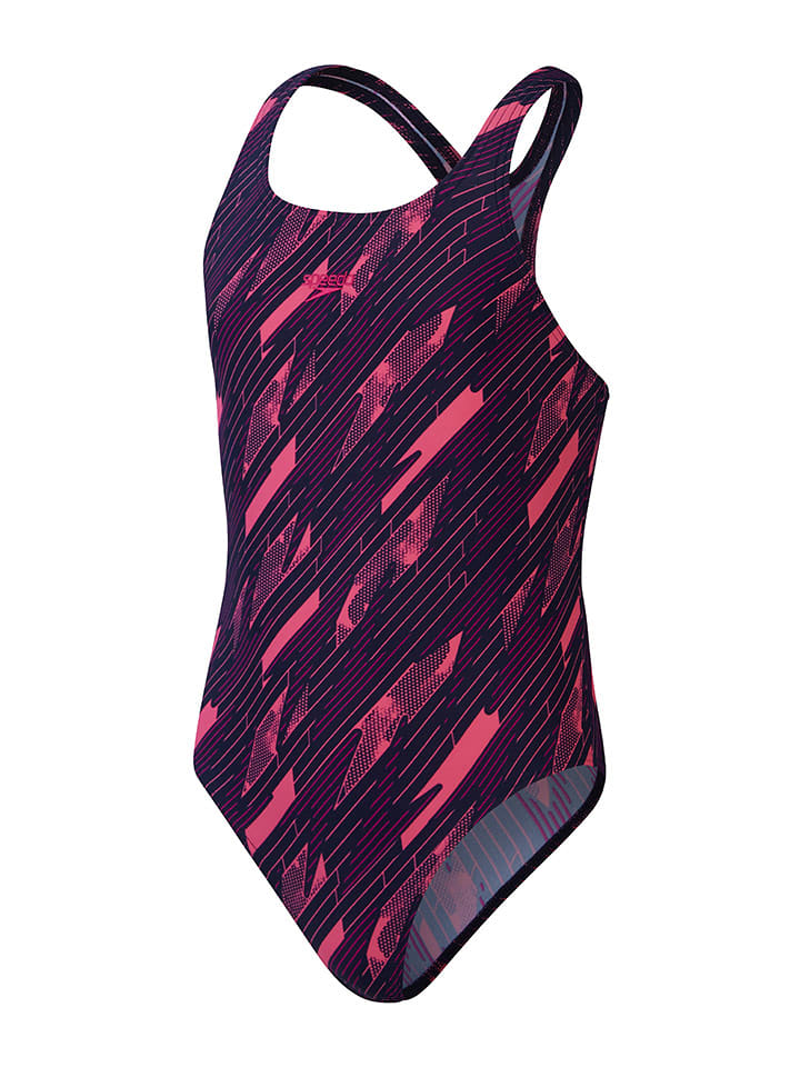 Speedo Strój kąpielowy "Eco H-Boom" w kolorze granatowo-fioletowo-różowym rozmiar: 176