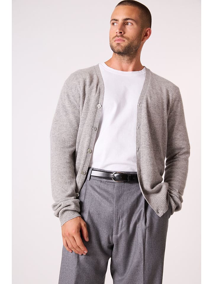 Perfect Cashmere Kaszmirowy kardigan "Errol" w kolorze jasnoszarym rozmiar: XL