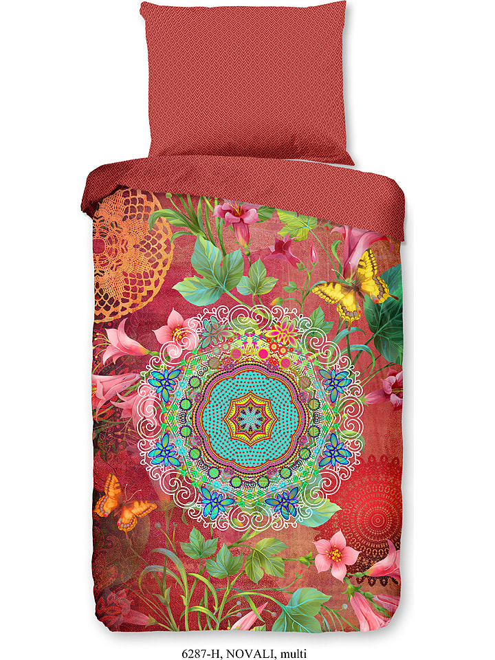 Hip Komplet pościeli satynowej "Novali" w kolorze czerwonym ze wzorem rozmiar: 135x200 cm