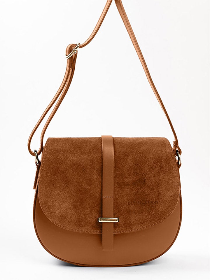 Lia Biassoni Skórzana torebka w kolorze jasnobrązowym - 23 x 20 x 6 cm rozmiar: onesize