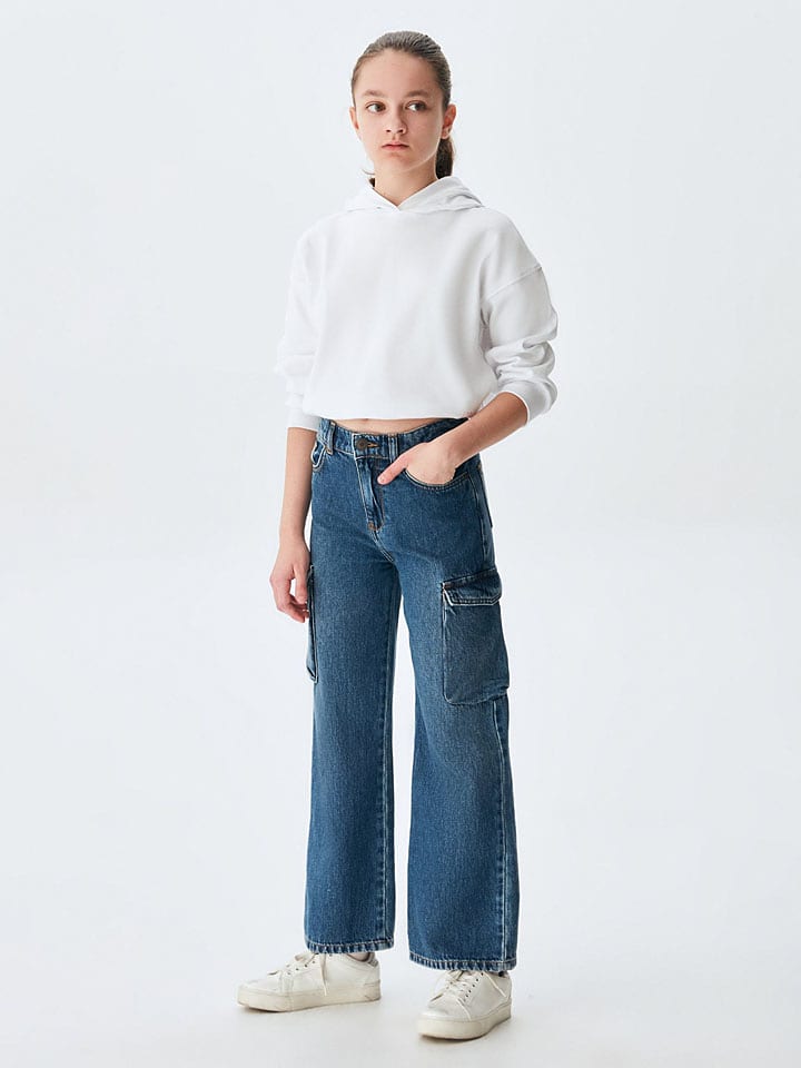 LTB Bojówki dżinsowe "Nilda G" - Regular fit - w kolorze niebieskim rozmiar: 152