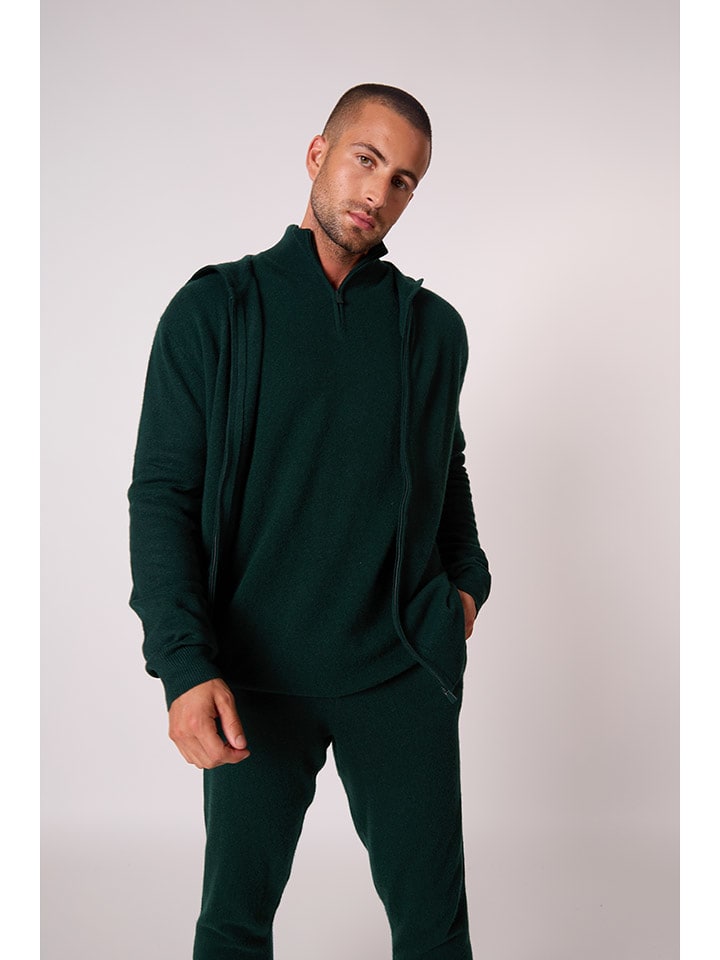 Perfect Cashmere Kaszmirowy kardigan "Eldo" w kolorze ciemnozielonym rozmiar: L