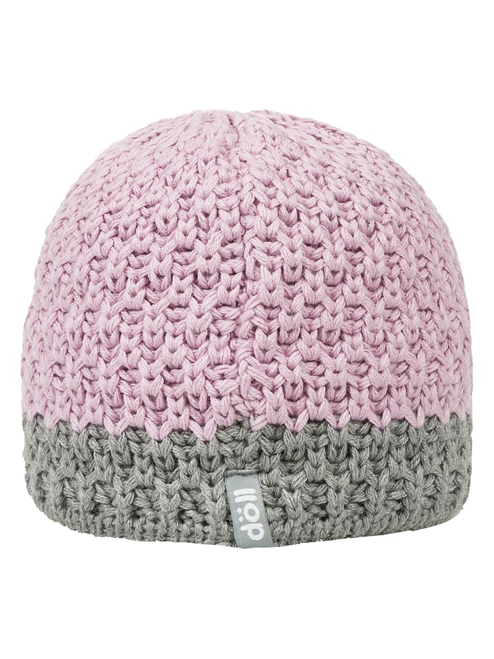 Döll Dzianinowa czapka w kolorze szaro-jasnoróżowym rozmiar: 49 cm