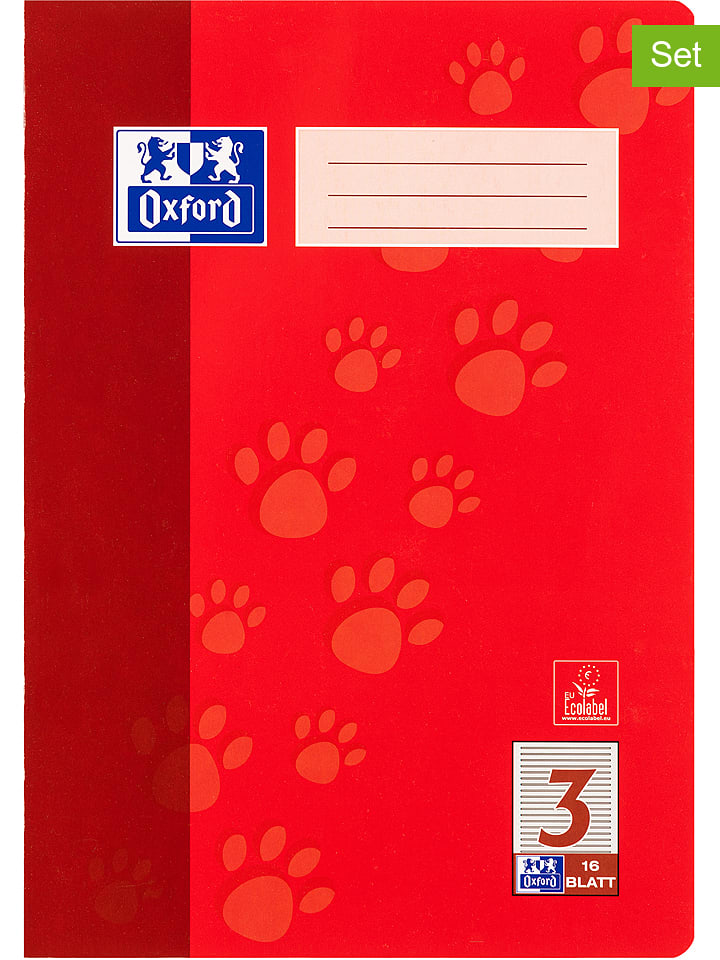 Oxford Zeszyty (10 szt.) "Oxford - Lineatur 3" w kolorze czerwonym - A4 rozmiar: onesize
