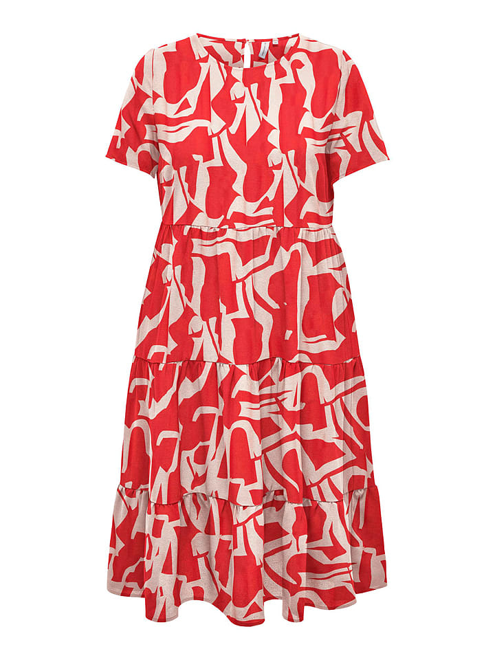 ONLY Carmakoma Sukienka "Nova" w kolorze czerwono-białym rozmiar: 44