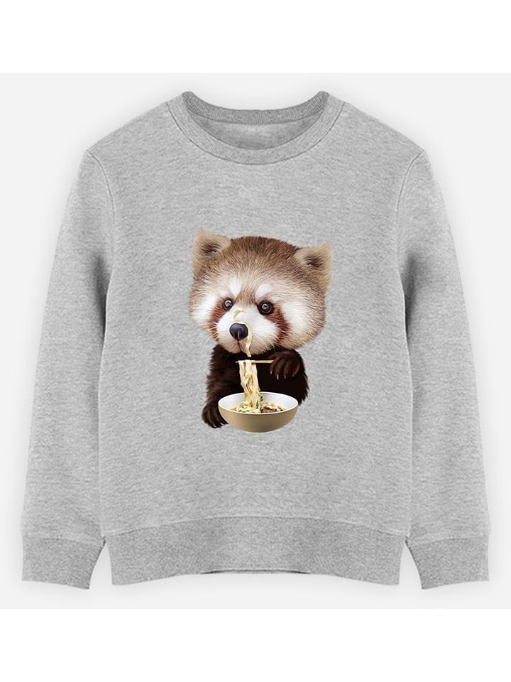 WOOOP Bluza "Red Panda loves noodles" w kolorze szarym rozmiar: 152