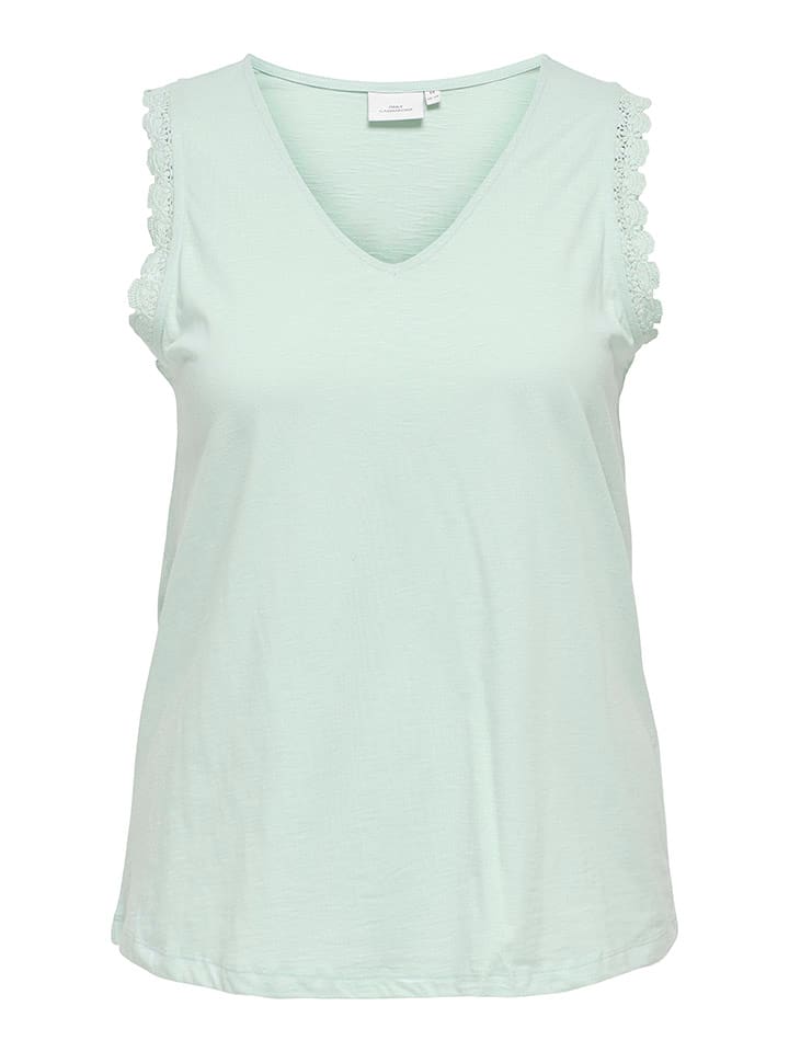 ONLY Carmakoma Top "Lila" w kolorze turkusowym rozmiar: 46/48