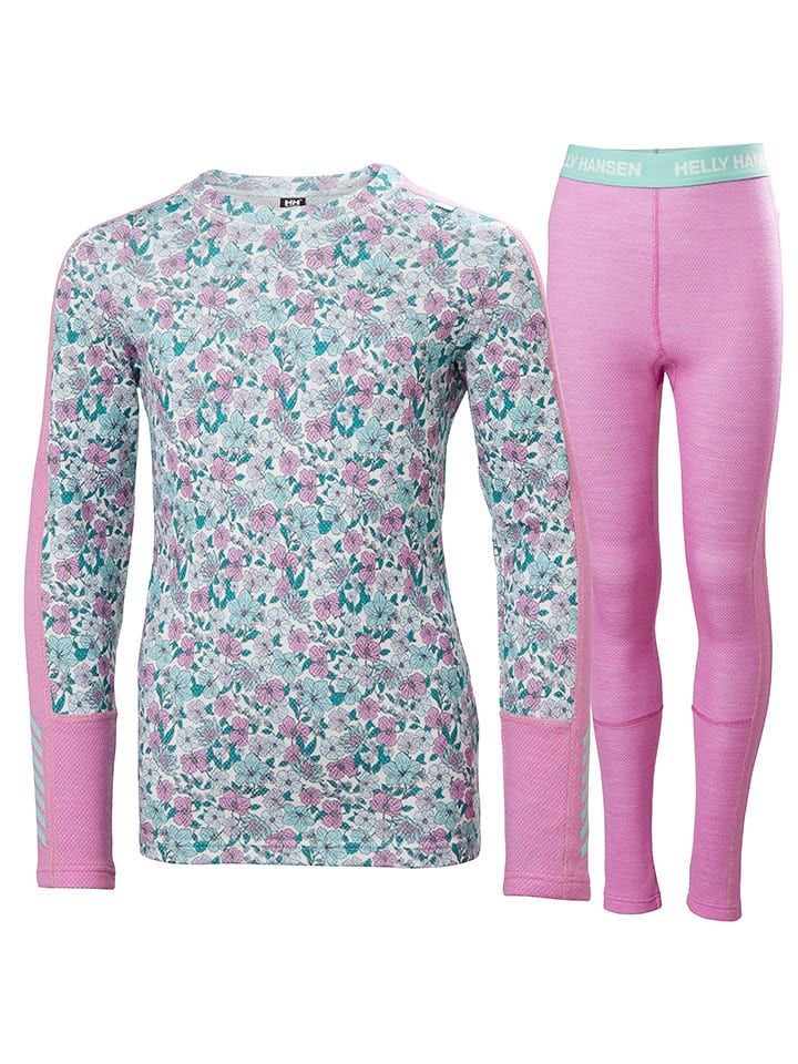 Helly Hansen 2-częściowy zestaw bielizny funkcyjnej w kolorze jasnoróżowo-miętowym rozmiar: 134