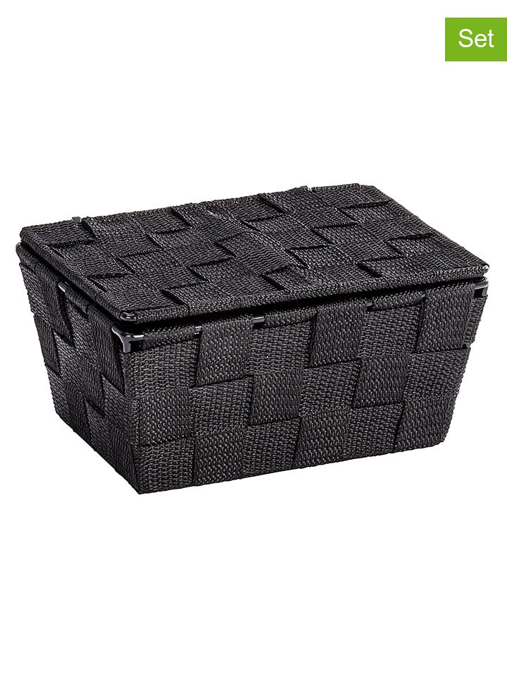 Wenko Kosze (2 szt.) "Adria" w kolorze czarnym - 19 x 10 x 14 cm rozmiar: onesize