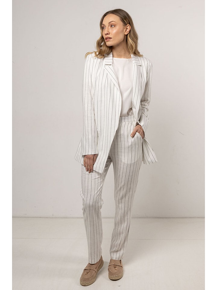 Awama Spodnie - Regular fit - w kolorze kremowym rozmiar: XL